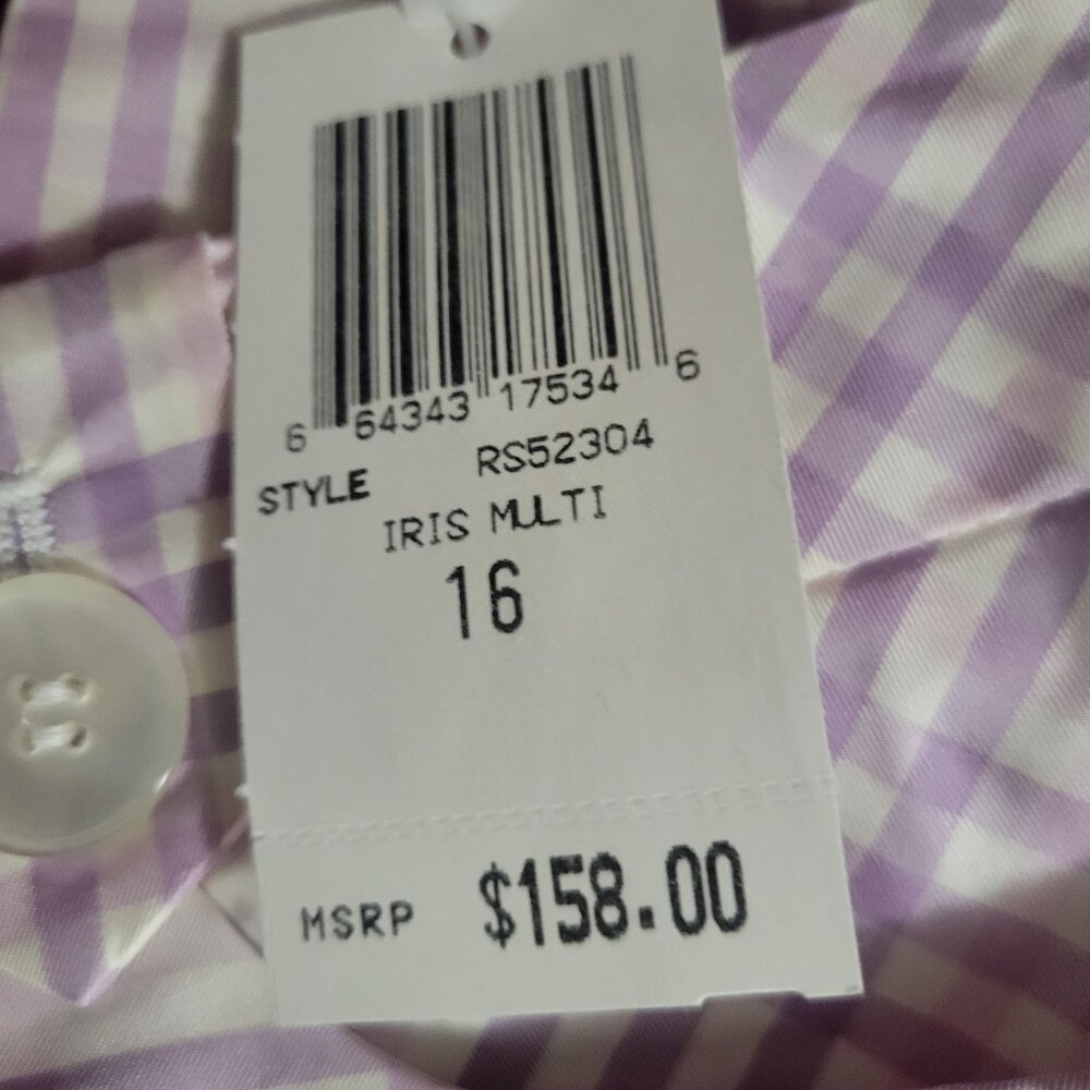Real Clothes 100% Silk Pink Purple Plaid Capris Women's 16 - Picture 3 of 6